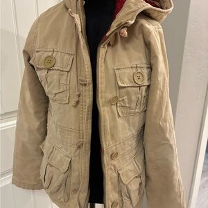 Abercrombie & Fitch Beige Hooded Military Jacket
